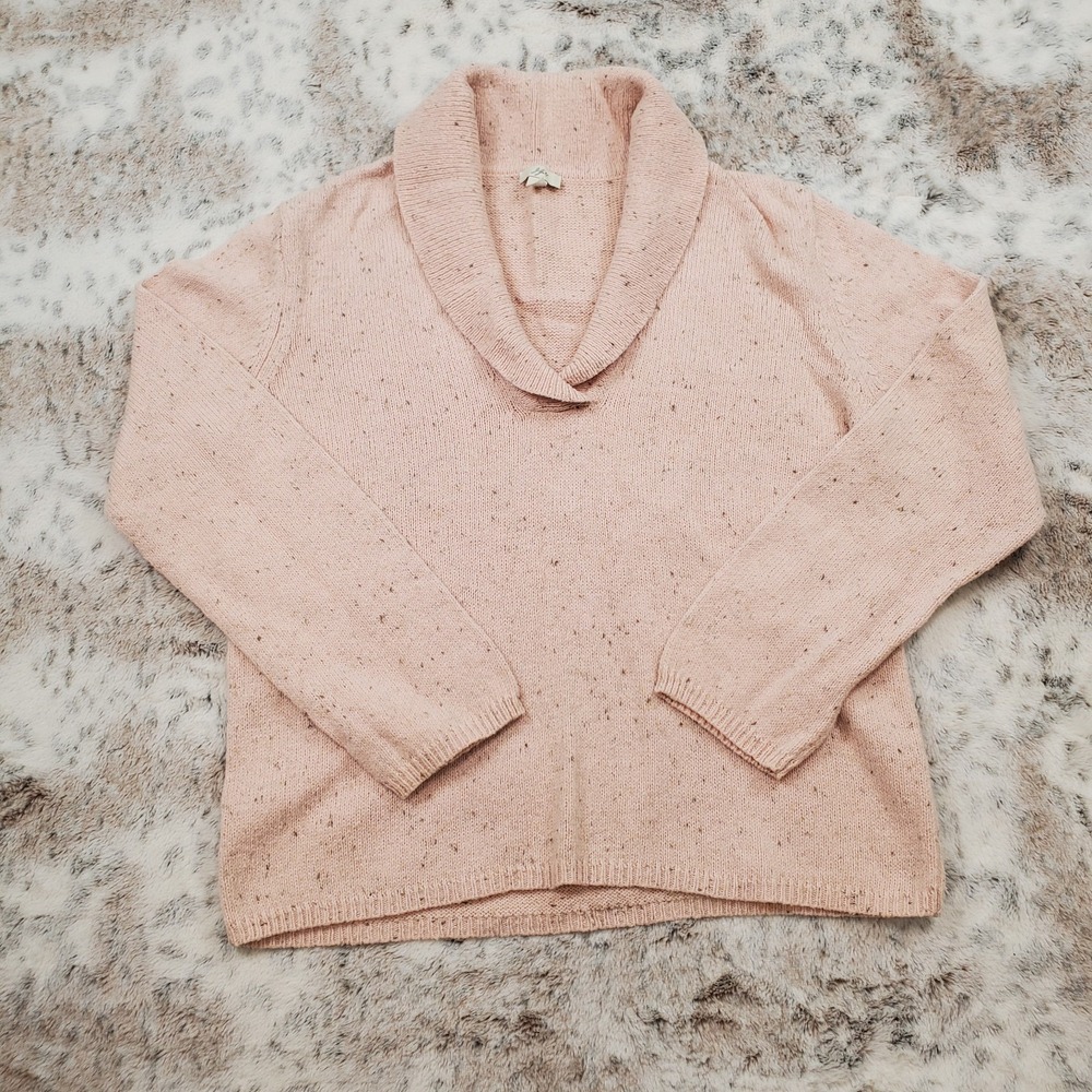 J Jill V-neck Sweater w/ Shawl Collar Size Small Cotton Blend - Pinkish Beige
